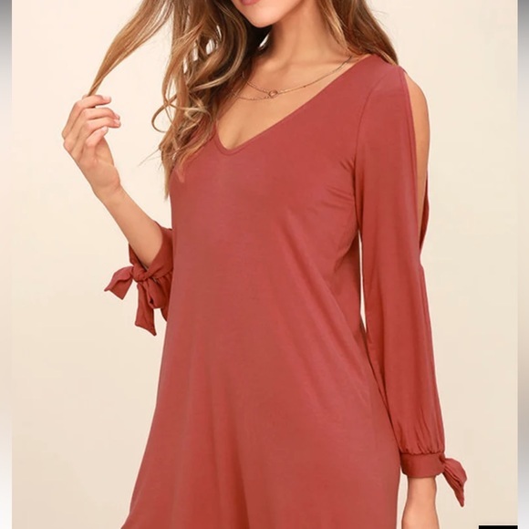 Lulus Glory of Love Rusty Rose Shift Dress Size Medium - Picture 2 of 9